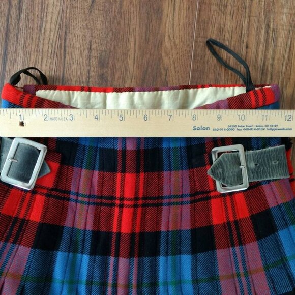 Vintage Wool Red Plaid Kilt 22" Waist by Thos Gordon & Sons Highland - Picture 4 of 10
